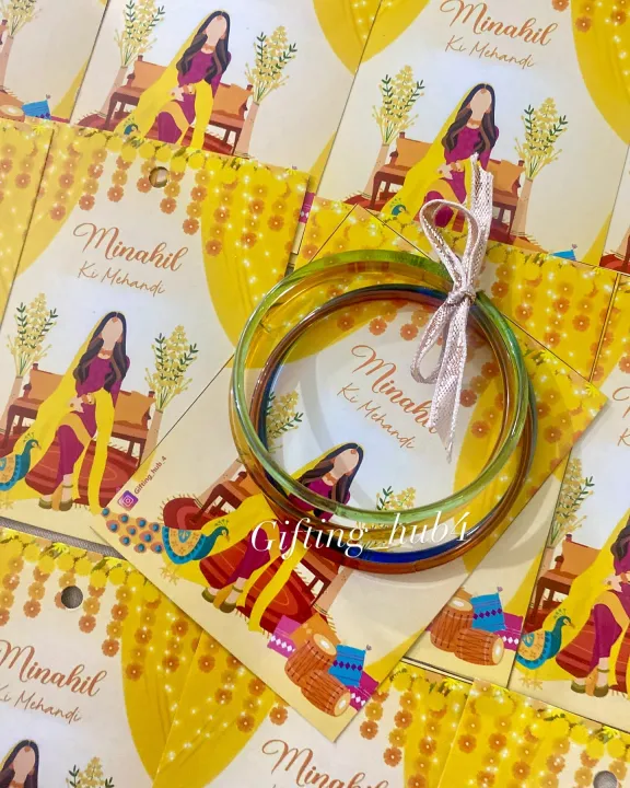 Bangles Card Customized Bangles Cards – 12 Pcs Only Card | Mehndi, Mayoun, Dholki ...