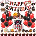 Pirate Birthday Party Decorations Happy Birthday Pirate Theme Party Set Total 43 PCS, Include Happy Birthday Banner Cake Cupcake Toppers Balloons. 