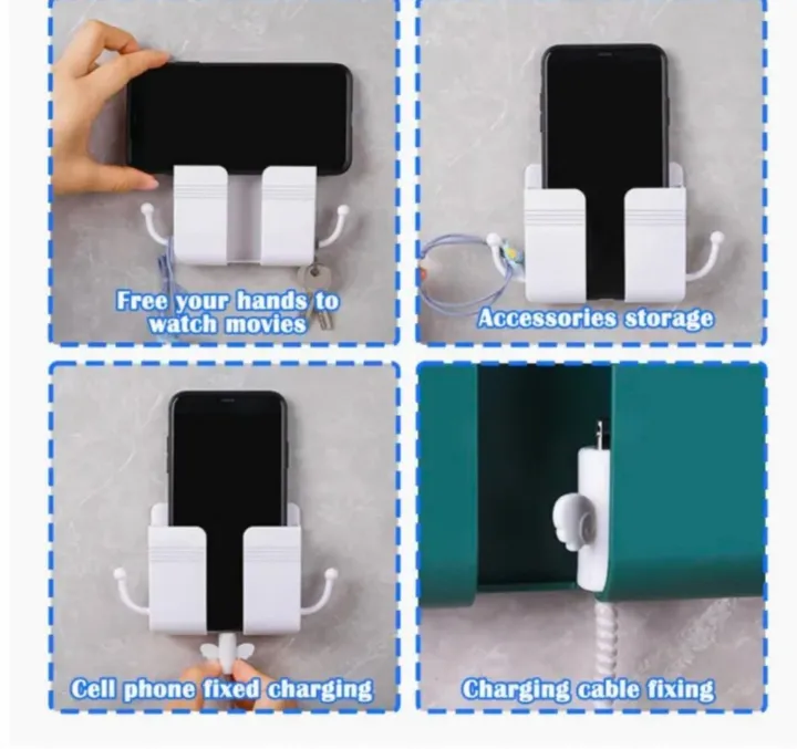 Wall%20Mount%20Phone%20Holder%20%7C%20Phone%20Stand%20for%20Bed%20%7C%20Remote%20Control%20Holder%20with%20Hooks%20%7C%20Wall%20Mounted%20Storage%20Organizer%20-%20Image%202