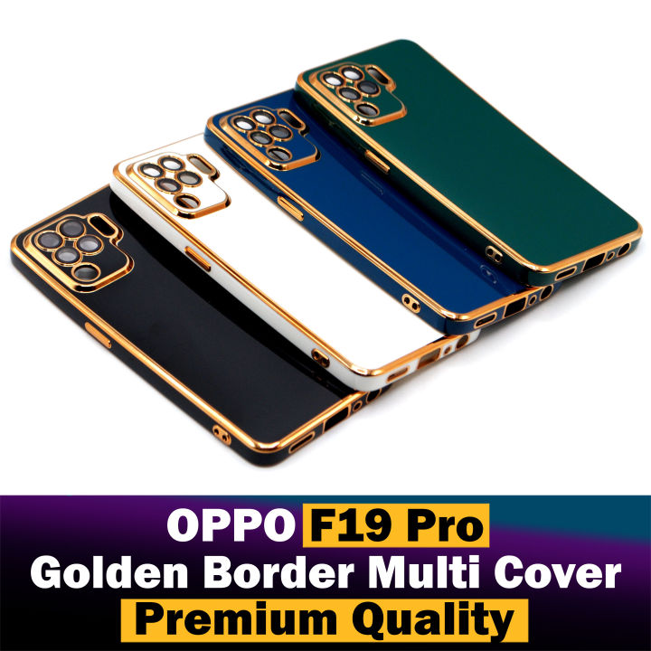 Oppo F19 Pro Back Cover Soft Multi Golden Border Camera Protection Cover For Oppo F19 Pro