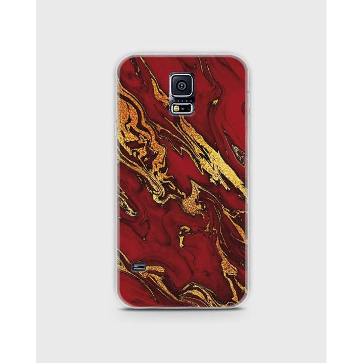Samsung S5 Cover In Hybrid Soft Case Cover Tpu Red Gold Style - 1Cover2174-