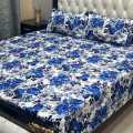 High Quality Fine Cotton Bedsheet 3 Piece Set Double Bed Printed 3D Crystal Cotton King Size Bedsheet. 