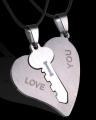 I Love You Stainless Steel Silver Pendant For Women - 2 Pcs. 