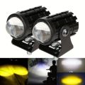 LED Work Lights for Motorcycles, Metal Body 12V 24V Dual Voltage Spotlight Driving Headlights, White and Yellow Fog Light Bars, Hard Wired Off-Road LED Auxiliary Lighting Kit for Motor Vehicles led light for Bike Car And Truck,. 