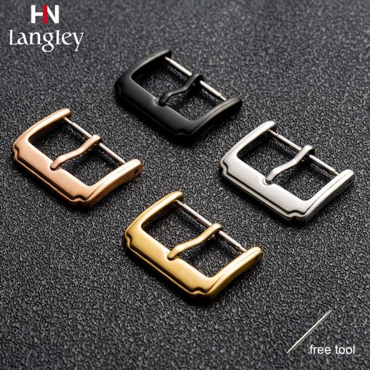 High quality Stainless Steel Universal Pin Buckle watch clasp For Steel Strap Leather Band Watch Accessories 10 12 14 16 18 20 22mm DIY Metal Heavy Strap Belt Web Adjust Roller Pin Buckle Snap