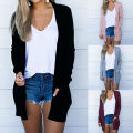 Lady Cardigan Pure Color Long Style Cardigan Coat. 