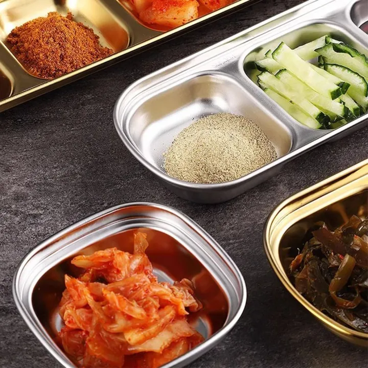 Diffing Tray New 1/2/3/4 Grids Stainless Steel Dipping Tray Seasoning Container ...
