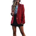 Women Leopard Print Button Long Sleeve Suit Coat Fashion Coat for Work Casual Wear. 
