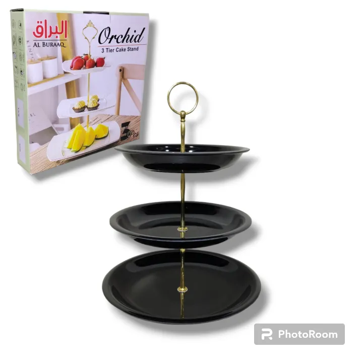 3 Tier cake stand - White & Black MELAMINE