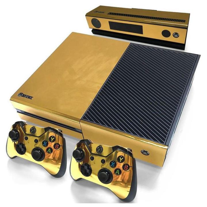 TWEXQNY-Gold Glossy Skin Sticker For Xbox ONE Console Controller + Kinect Decal Vinyl