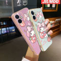 JIUMOO For Oneplus Nord 2 5G Case Cartoon Lovely My Melody Square Edge Original Soft Plating Pattern Phone Cases Shockproof Casing Full Cover Camera Lens Protection Cover. 