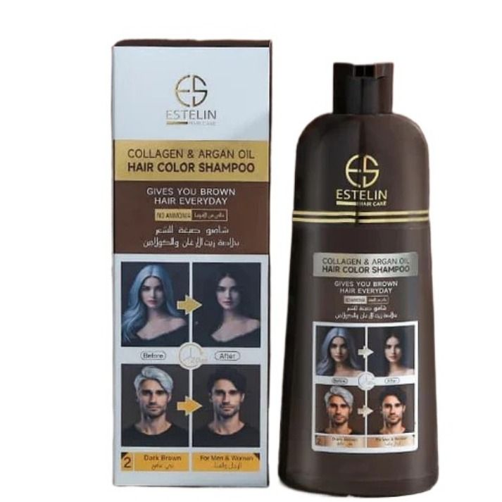 DR.RASHEL - ESTELIN Collagen & Argan Oil Hair Color Shampoo - Natural Black  ES0134