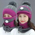 Wool Cap With Neck Warmer & Mask 3 pcs set .  3 PCS LADIES WOOL CAP SET CAP  NICK  MASK   Material: Soft & Skin-Friendly Wool Fabric Unisex Caps(For LADIES)  7 BEAUTIFUL COLORS AVAILABLE. 