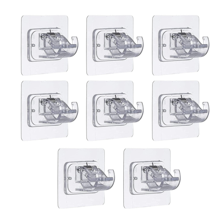 8 PCS No Drill Curtain Rods Brackets Nail Free Adjustable Hooks Storage Hooks Clamp