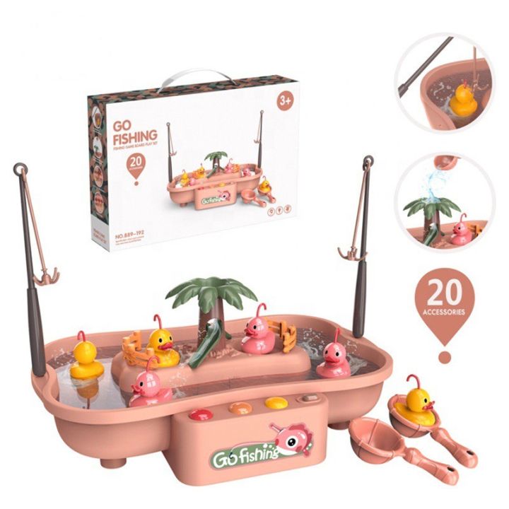 Go Fishing Kids Bonding Game Electric Fishing Game Board With Water Rotating Light Music Water Simulation