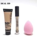 MISS ROSE Concealer , Matte Foundation And Blender - 3 Pcs Set. 