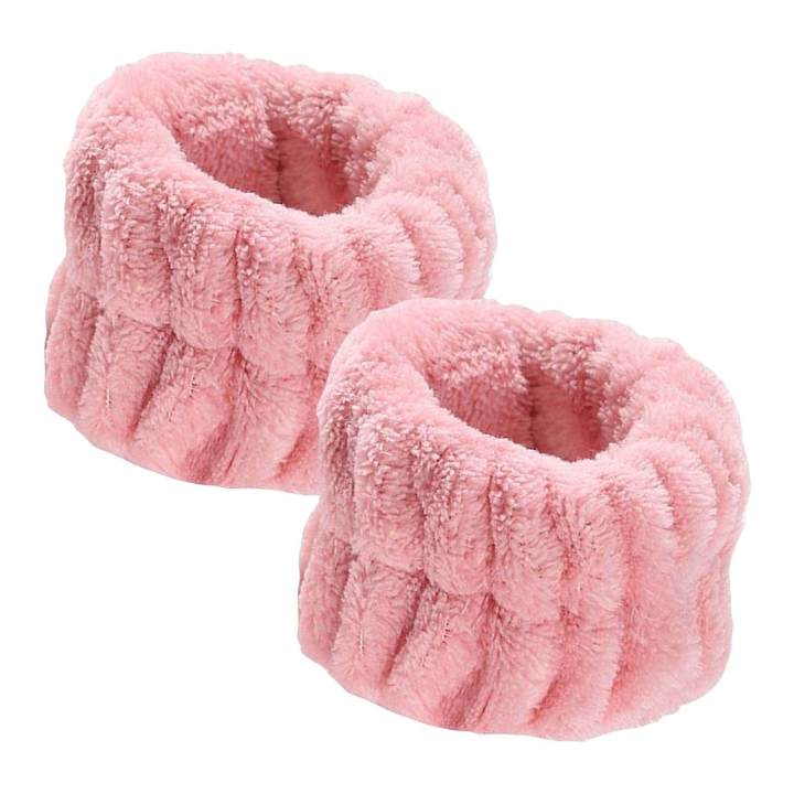 Wrist Wash Bands Wristbands SPA Washband Girls Sweatband for Skincare , Pink