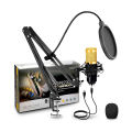 BM 800 Professional Condenser Microphone with 3.5 mm Audio Jack Converter for Mobile, Computer and Mic Stand Sound Studio Recording Dynamic (Black). 