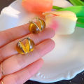 French vintage tiger's eye earrings, feminine light luxury, high-end design earrings, new Maillard earrings. 