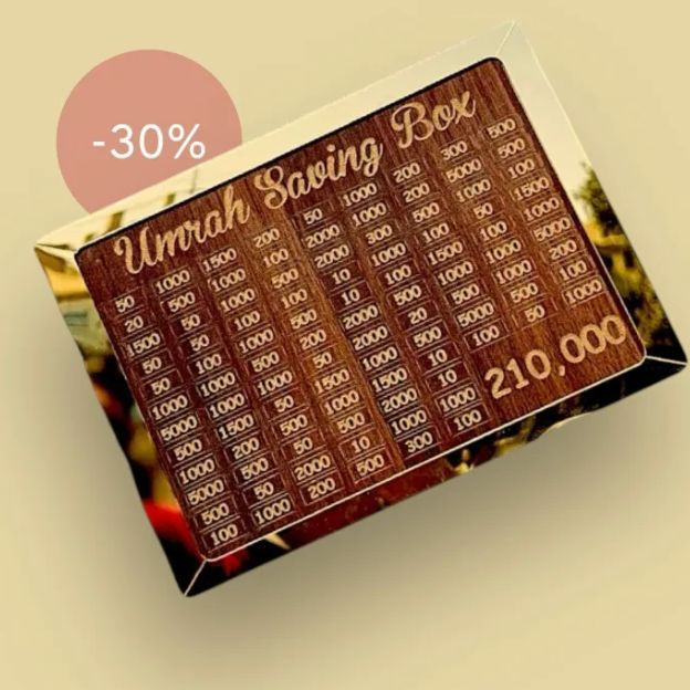 Umrah Saving Box - Wooden Umrah Saving Box - 280 Days Savings Plan - Islamic Halal Money Jar for Hajj & Umrah - Daily Pilgrimage Savings Tracker - Gift for Muslims Money Saving Box