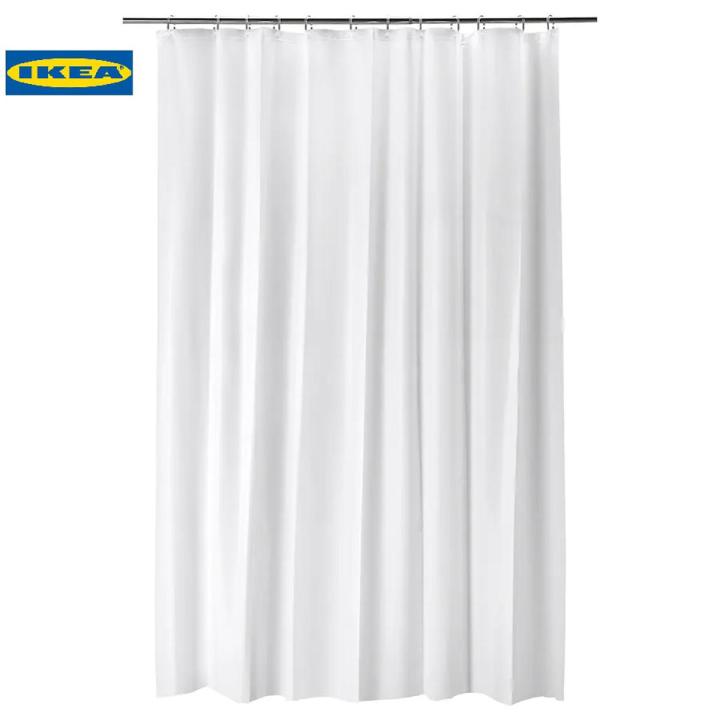 IKEA - BJÄRSEN Shower curtain, white 180 x 200 cm - Fabric Fall Curtains Waterproof Stylish Design, Bathroom Curtain,