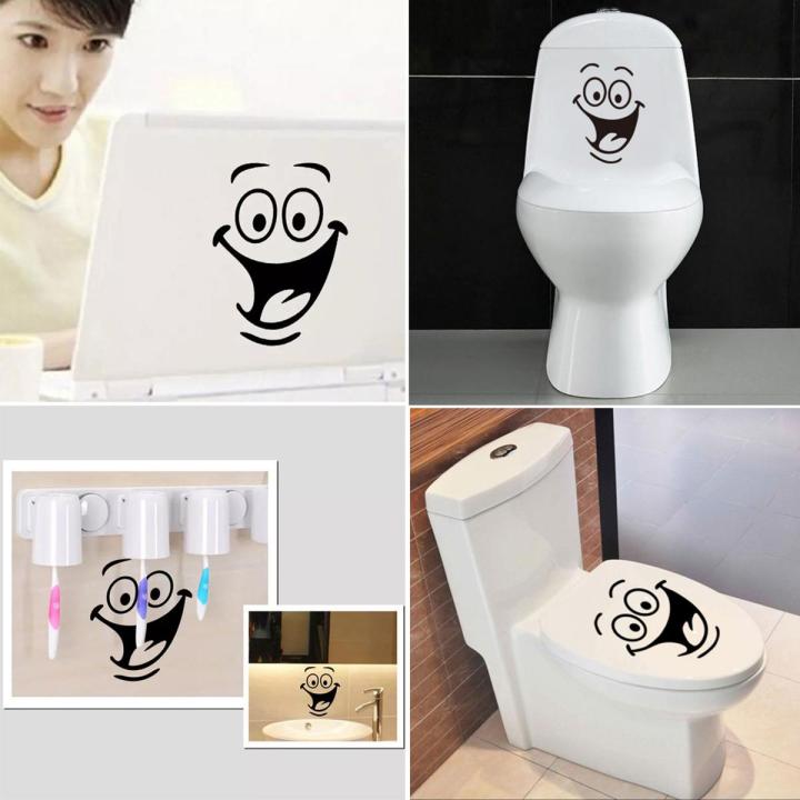 Cute Smiley Face Cartoon Sticker Home Wall Decoration Funny WaterProof Washroom Decor Sticker