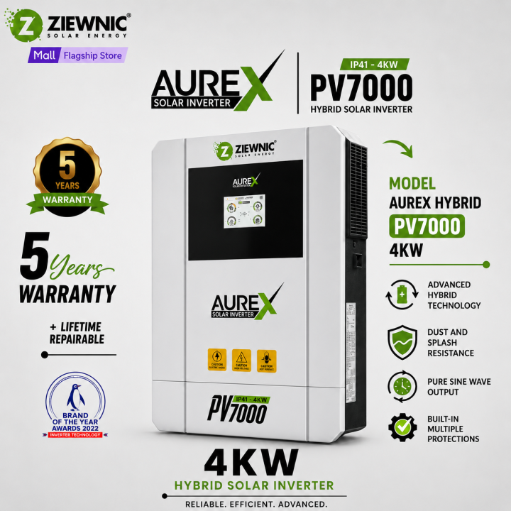 Ziewnic Aurex Hybrid 6th GEN Inverter PV7000 4KW Pure Sine Wave  By Ziewnic Solar Energy Official Store