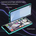 Biruiqu For iPhone 6 6s Plus Magnetic Absorption Case Metal Frame Shockproof Double Sided Tempered Glass Magnetic Case Cover. 
