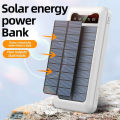 Solar Charger Solar Power Bank Portable External Battery Backup Fast Wireless Real Rated 10000mAh 4 USB Built-in Cables LED Flashlights and Carabiner for iPhone Android (Black/White). 