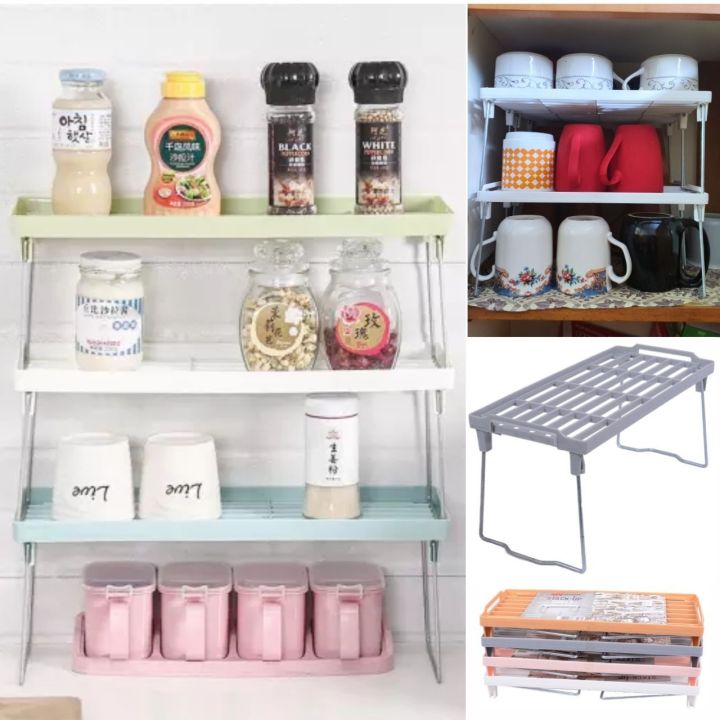 1 Piece Folding Stack up shelf for spice jars Cabinet Shelves foldable ...