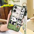panda Shockproof Phone Case For OPPO A5 Pro 5G Global Phone Holder Kickstand Lanyard Cartoon ring Wrist Strap protective. 