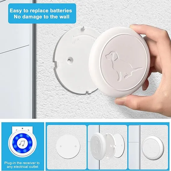 Dog%20Doorbell%20for%20Toilet%20Training,%20IP65%20Waterproof%20Wireless%20Dog%20Bell,%202%20Transmitters%20&%201%20Receiver,%20LED%20Flash,%2020%20Melodies,%205%20Volume%20Levels,%20950ft%20Range%20(White,%201%20Receiver,%202%20Touch%20Buttons)%20-%20Image%203