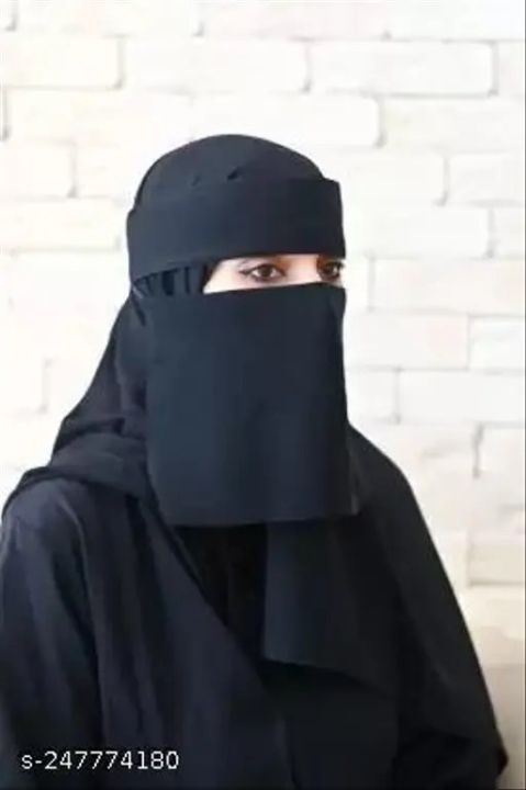 Short%20Length%20Saudi%20Niqab%20Women's%20Face%20Covering%20Full%20Body%20Length%20Hijab%20in%20Black%20Color%20-%20Image%203