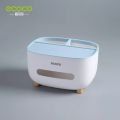 tissue box cover holder with storage, napkin tissue box, multi-function tissue box abs material storage organizer caddy for bathroom, bedroom and office, grey white. 