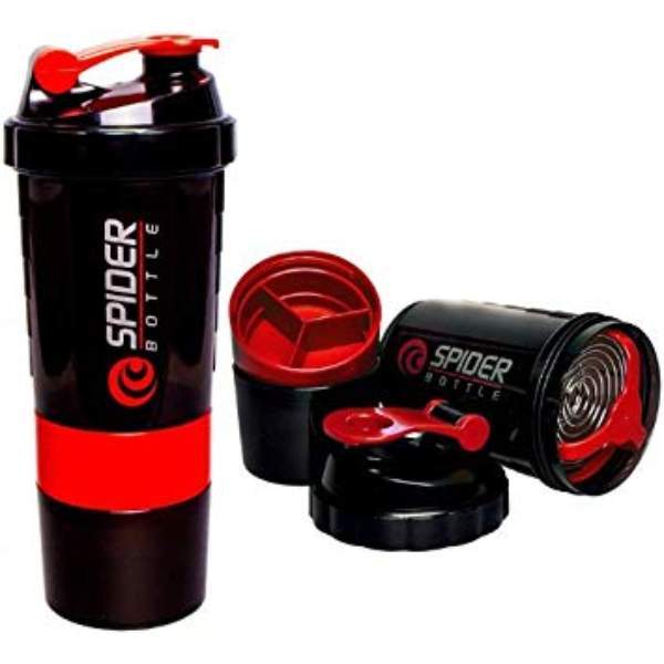 Imported Protein Shaker Bottle, Leak Proof Shaker Bottle for Protein Mixes,16oz 3 Layer Twist Off Shaker Cup with Pill & Supplement Storage, Gym Sports Shaker Water Bottle for Protein Powder