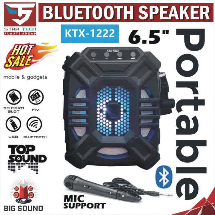 KTX-1222 Wireless  Bluetooth Speaker with Mic, USB,AUX, Karaoke, FM Radio and Wireless Twin Speaker Function.