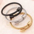 Men Bracelet Twisted Wire Stainless Steel Bangle Bracelet Titanium Adjustable Open Cuff Charm Bangle. 