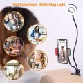 Flexible Selfie Ring Light with Phone Holder for Live Stream- Portable Clip Holder With 3 Shades Ring Light. 