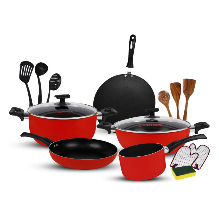 CHEF Nonstick Complete Kitchen Cookware Set 15 Pcs - NS 331