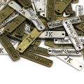 CUANFEN 10Pcs Handmade Metal Tags Rectangle Vintage Label Silver Bronze Sewing Tag for Clothing Jackets Hats Alloy Garment Accessories. 