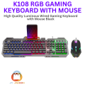 Wired RGB Gaming Keyboard with Mouse Combo - High-Quality Luminous Keyboard/Mouse Set  K108- K3626 - K8. 