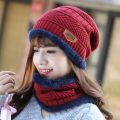100% Original Song Ting Cap Neck Warmer Thick Fleece Winter Beanie Hat and Scarf Set Ski Hats Knitted Hat for Men and Women. 