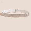 Fashion Men Rivet Belt Adjustable PU Leather Casual Punk Cool Boy Girl white. 