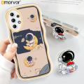 AMORVOR for Samsung Galaxy A23 Back Cover (With Free Holder) Astronaut Soft Wavy Phone Case Camera Protection Transparent TPU Soft Cover. 
