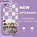 Jizetin for iPhone 6 Plus 6S Plus Back Cover BTS Group Lambskin Texture PU Leather Back For Girls Boys Soft Phone Case. 