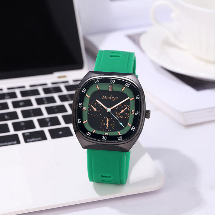 【Can last for 5 years】 MODIYA College Style Three-Eye Watch   Silicone Good-looking Men's and Women's Student Watch