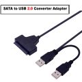 Dual USB 2.0 to 2.5" SATA Hard Disk Drive Adapter - SATA to USB 2.0 Converter (Only Works with 2.5-inch Laptop HDD/SSD). 