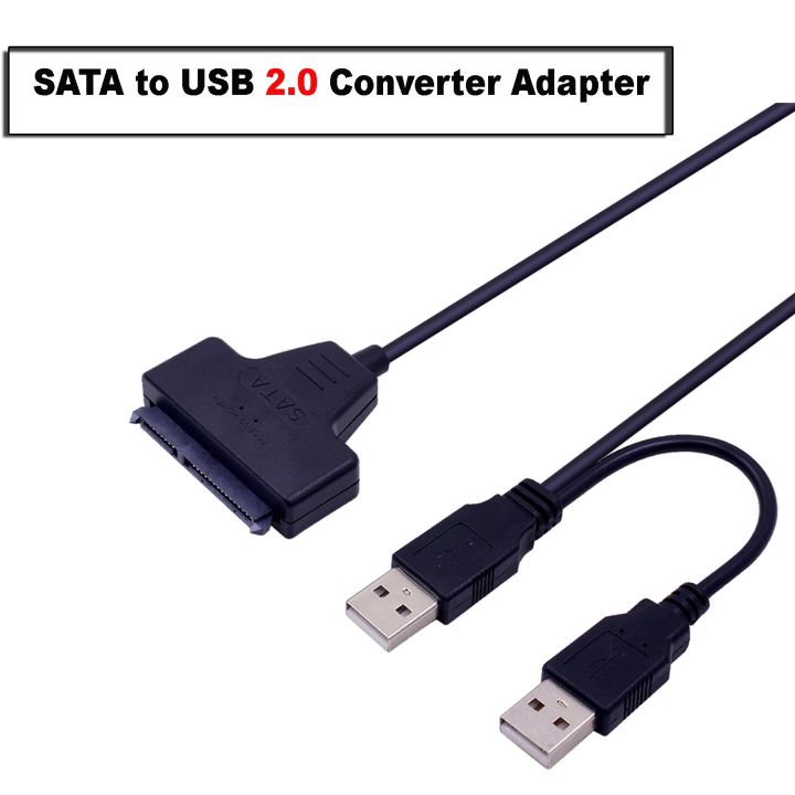 Dual USB 2.0 to 2.5" SATA Hard Disk Drive Adapter - SATA to USB 2.0 Converter (Only Works with 2.5-inch Laptop HDD/SSD)