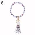 Women Faux Leather O Key Chain Circle Tassel Wristlet Keychain Key Ring Bangle. 