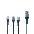 Hottu SF03 3 in 1 50W Fast Charging & Data Cable – Universal Multi-Function Power Cable Compatible with All Smartphones | Type-C, Lightning & Micro USB | Durable Braided Design for Quick Charge & Sync | All-in-One Solution. 